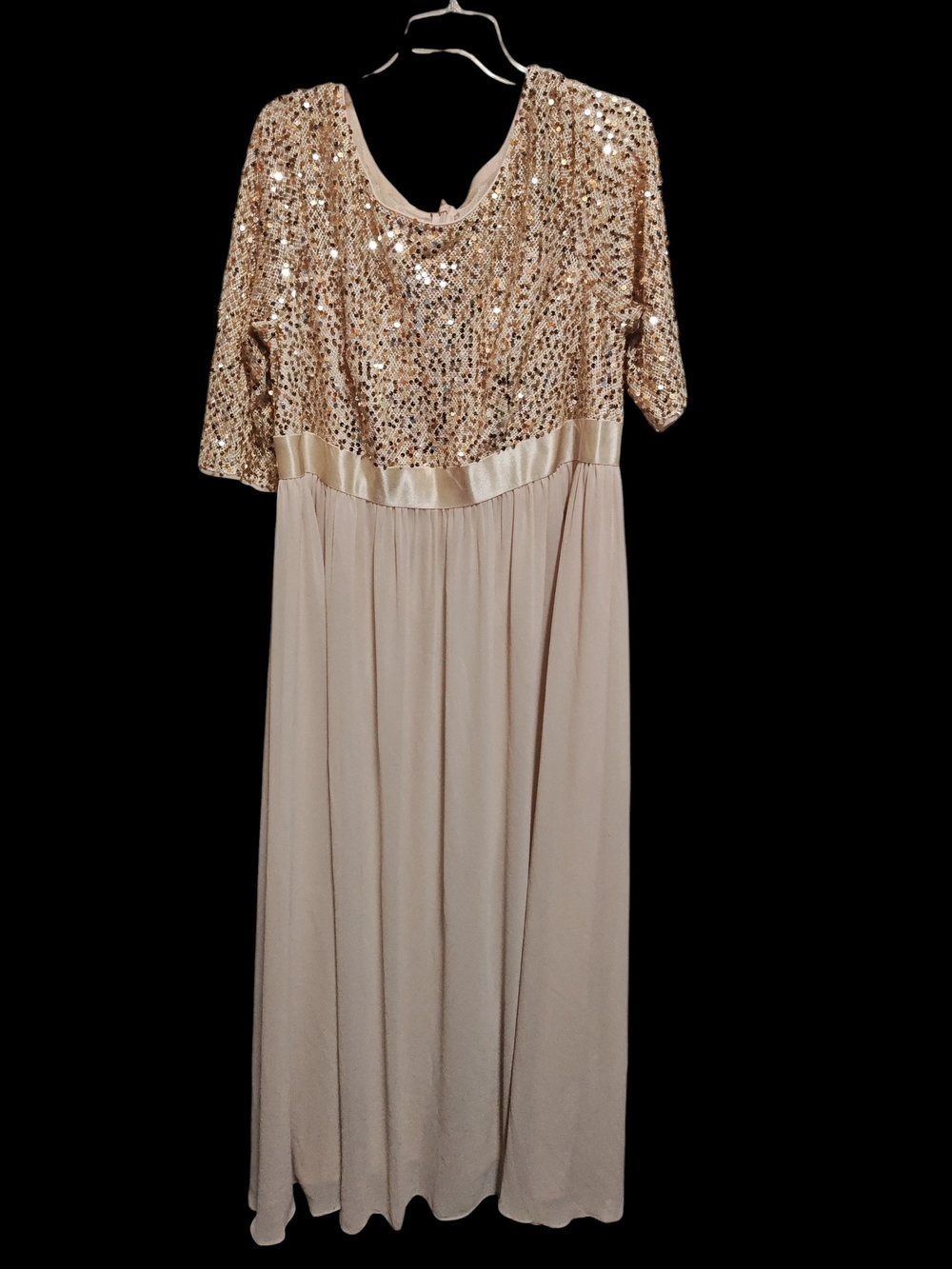 Ever Pretty Champagne Sequin Bodice Long Dress